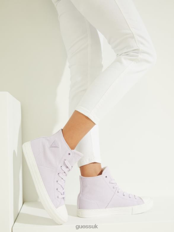 GUESS Women Prinze High-Top Canvas Sneakers Open Purple Footwear V28V63362