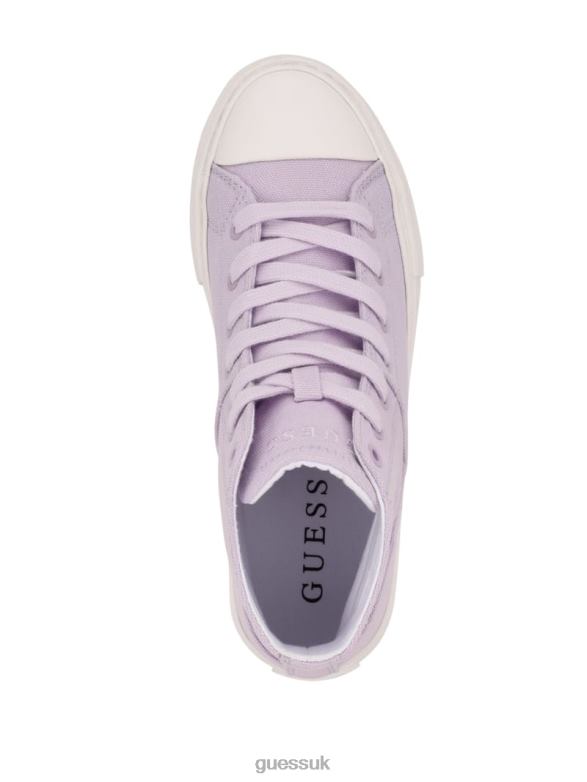 GUESS Women Prinze High-Top Canvas Sneakers Open Purple Footwear V28V63362