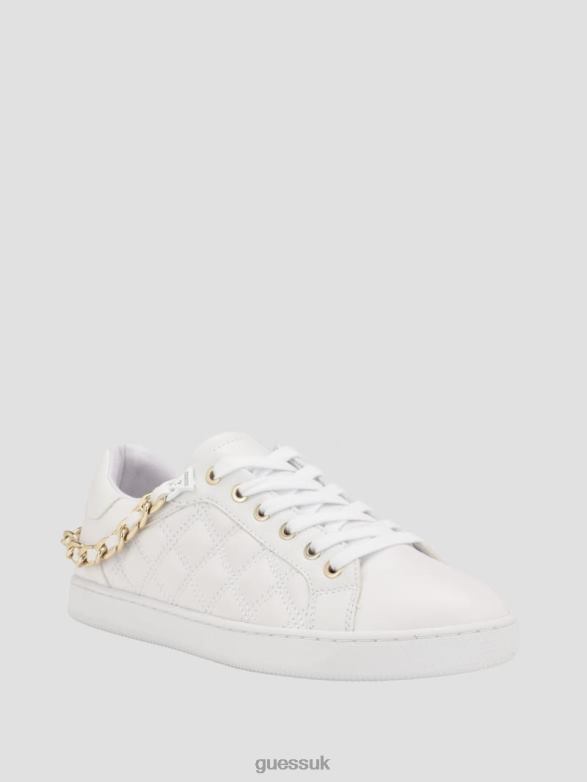 GUESS Women Reney Chain Quilted Sneakers Wht Floral Footwear V28V63330