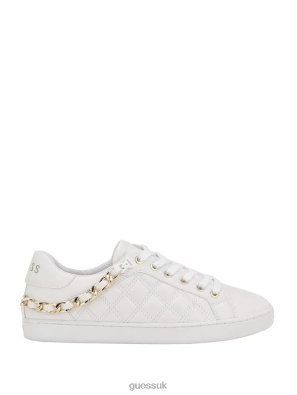 GUESS Women Reney Chain Quilted Sneakers Wht Floral Footwear V28V63330