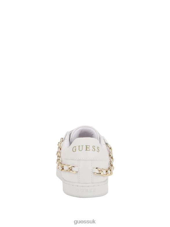 GUESS Women Reney Chain Quilted Sneakers Wht Floral Footwear V28V63330
