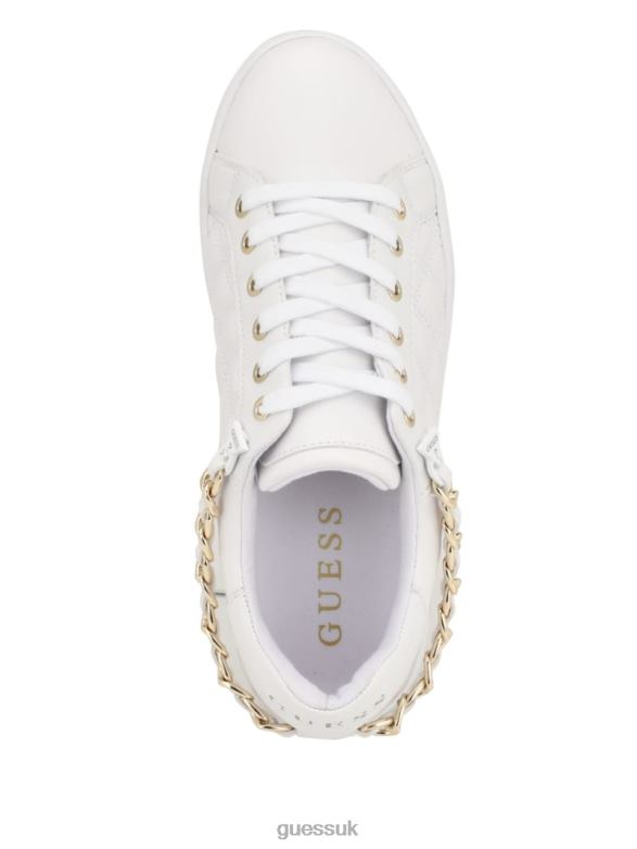 GUESS Women Reney Chain Quilted Sneakers Wht Floral Footwear V28V63330