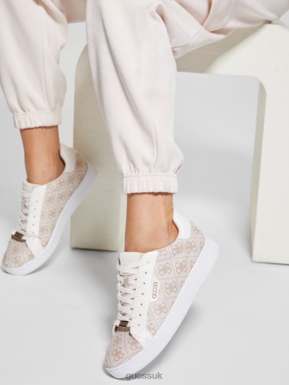 GUESS Women Renzy Debossed Logo Low-Top Sneakers Dark Natural Footwear V28V63358