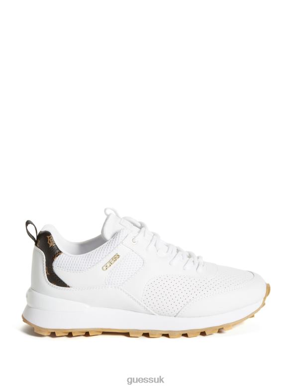 GUESS Women Selvie Perforated Sneakers White/Gold Footwear V28V62464