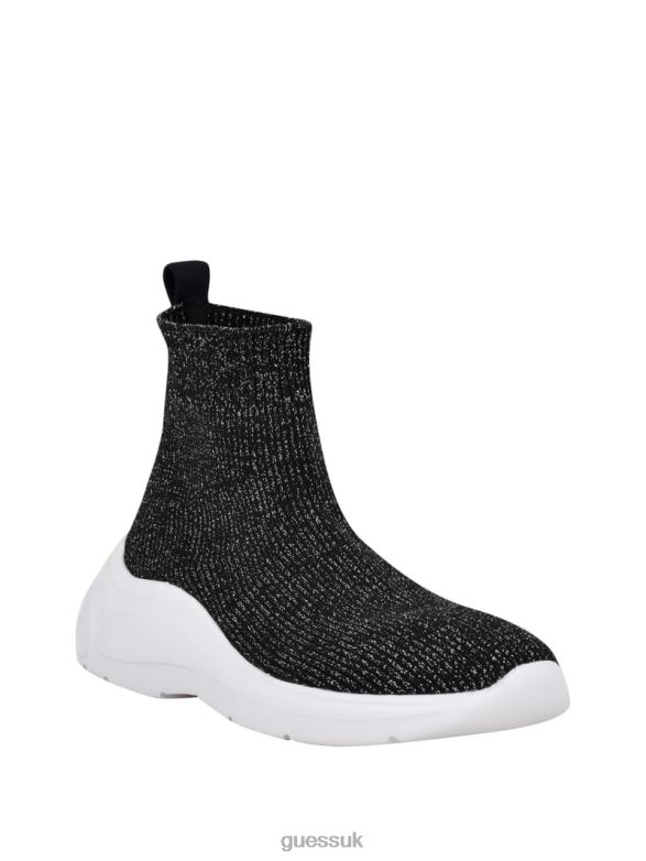 GUESS Women Sindera Shimmer Sock Sneakers Silver Multi Fabric Footwear V28V62504