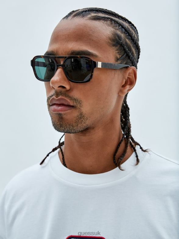 GUESS Men Originals Aviator Sunglasses 53N Tort Accessory V28V63738