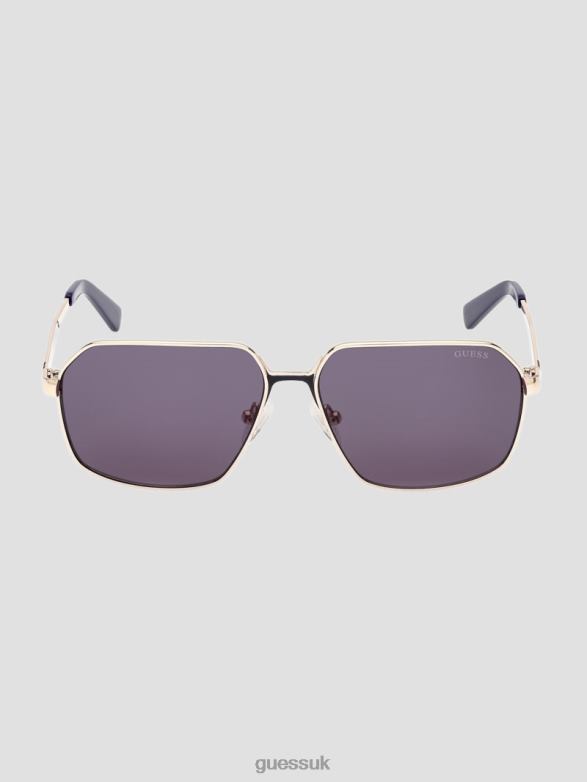 GUESS Men Otto Navigator Metal Sunglasses 32V Gold Accessory V28V63683