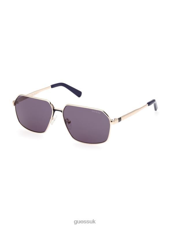 GUESS Men Otto Navigator Metal Sunglasses 32V Gold Accessory V28V63683