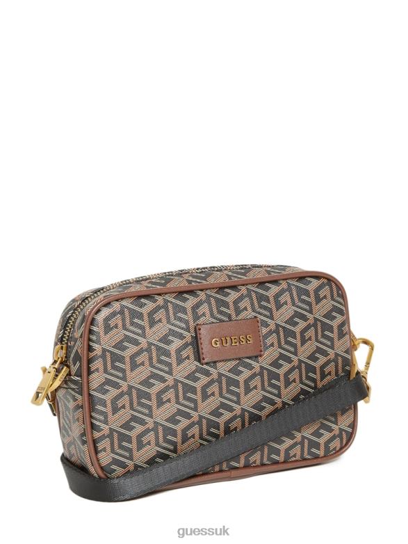 GUESS Men Ederlo Small Necessity Bag Black Floral Print Accessory V28V63195