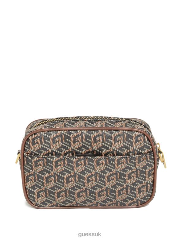 GUESS Men Ederlo Small Necessity Bag Black Floral Print Accessory V28V63195