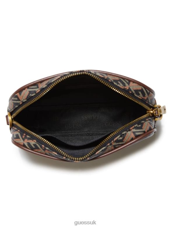 GUESS Men Ederlo Small Necessity Bag Black Floral Print Accessory V28V63195