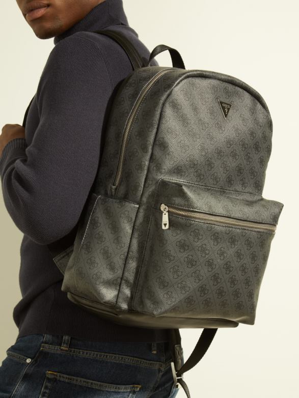 GUESS Men Vezzola Smart Backpack Black Floral Print Accessory V28V63233
