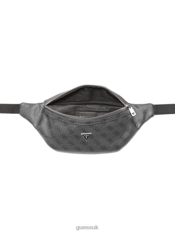 GUESS Men Vezzola Smart Belt Bag Black Floral Print Accessory V28V63235