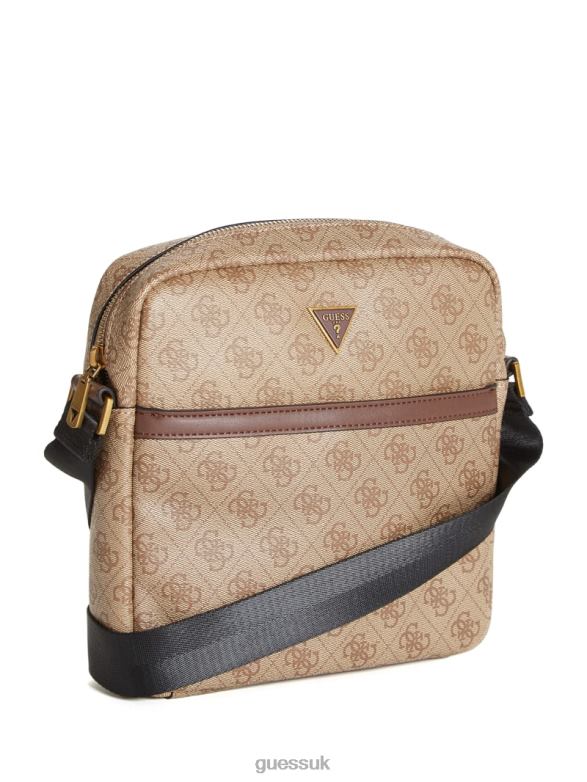 GUESS Men Vezzola Smart Top Zip Square Crossbody Bamboo Accessory V28V63244