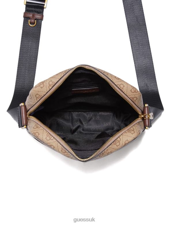 GUESS Men Vezzola Smart Top Zip Square Crossbody Bamboo Accessory V28V63244
