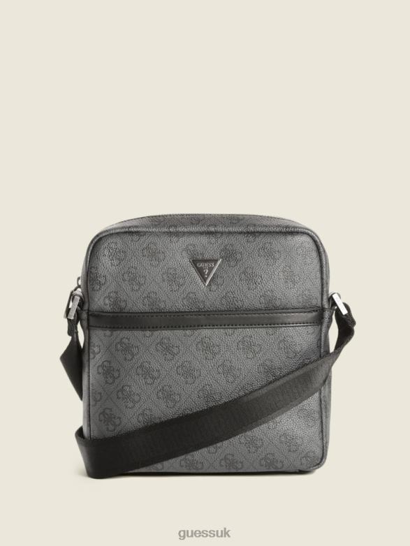 GUESS Men Vezzola Smart Top Zip Square Crossbody Black Floral Print Accessory V28V63236