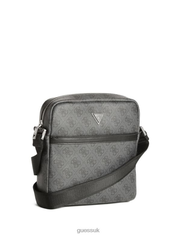 GUESS Men Vezzola Smart Top Zip Square Crossbody Black Floral Print Accessory V28V63236