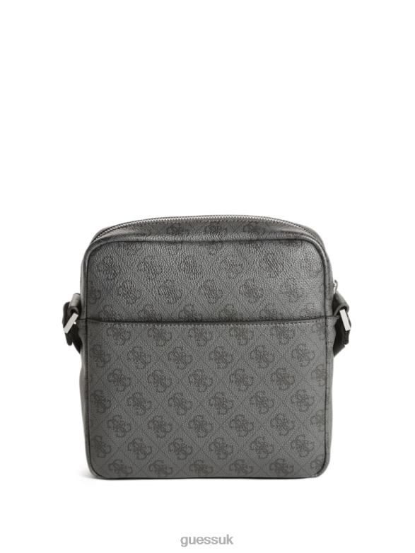 GUESS Men Vezzola Smart Top Zip Square Crossbody Black Floral Print Accessory V28V63236