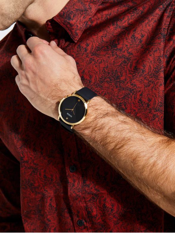 GUESS Men Analog Watch Gold-Tone and Black Accessory V28V63604