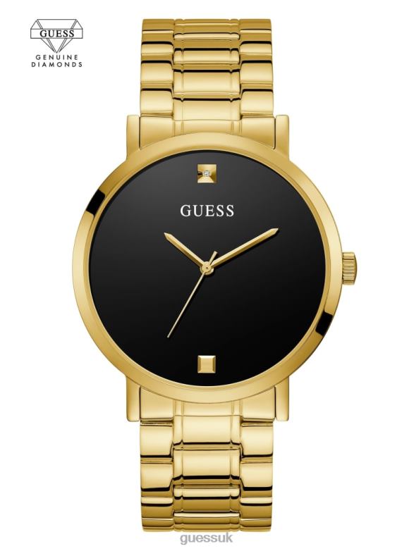 GUESS Men Diamond Analog Watch Gold-Tone and Black Accessory V28V63550