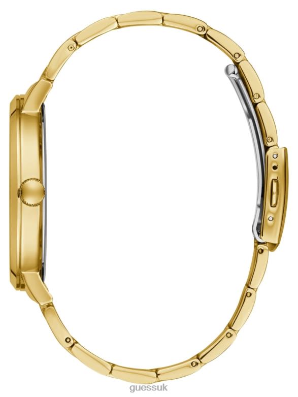 GUESS Men Diamond Analog Watch Gold-Tone and Black Accessory V28V63550