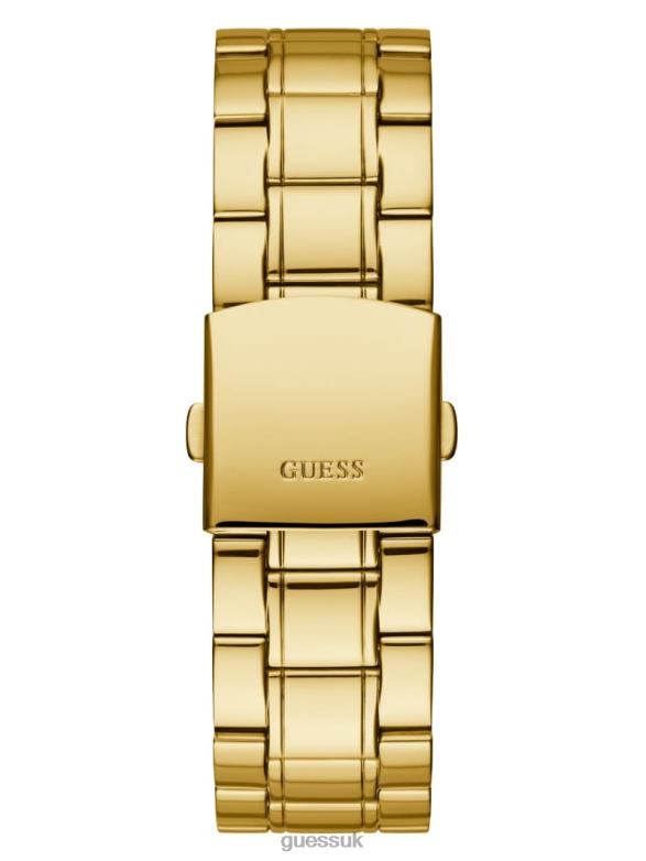 GUESS Men Diamond Analog Watch Gold-Tone and Black Accessory V28V63550