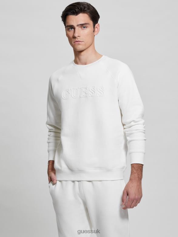 GUESS Men Eco Aldwin Logo Sweatshirt Blanc/Scuffy Apparel V28V64169