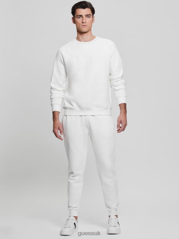 GUESS Men Eco Aldwin Logo Sweatshirt Blanc/Scuffy Apparel V28V64169