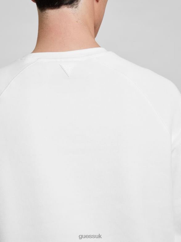 GUESS Men Eco Aldwin Logo Sweatshirt Blanc/Scuffy Apparel V28V64169