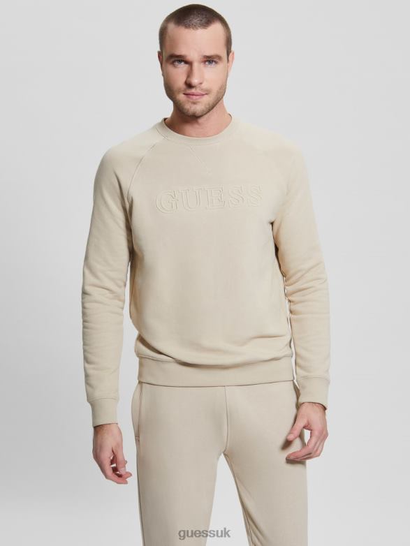 GUESS Men Eco Aldwin Logo Sweatshirt Cemento Apparel V28V63999