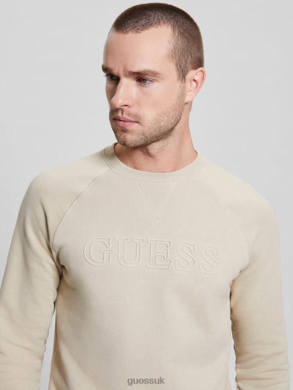 GUESS Men Eco Aldwin Logo Sweatshirt Cemento Apparel V28V63999