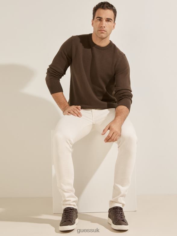 GUESS Men Eco Liam Crew Sweater Chocolate Brownie Apparel V28V64155
