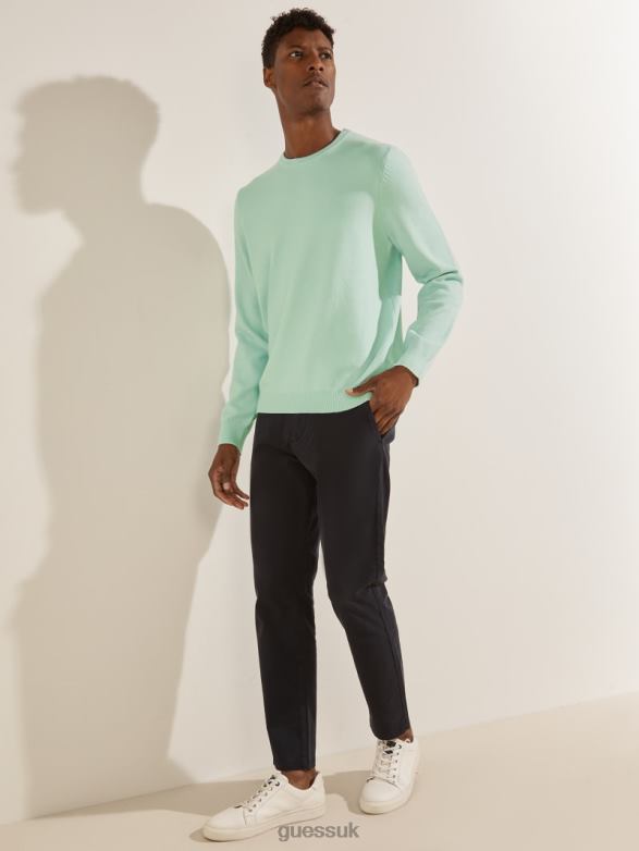 GUESS Men Eco Liam Crew Sweater Soft Mint Apparel V28V64175
