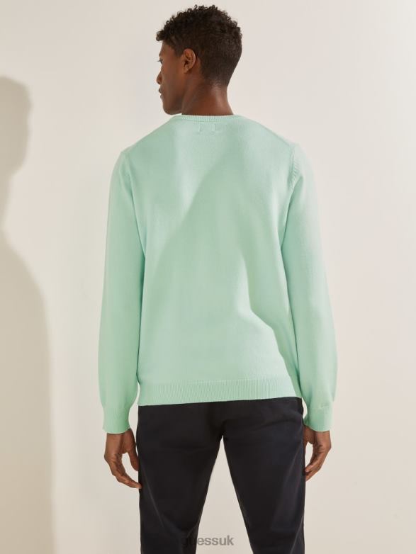 GUESS Men Eco Liam Crew Sweater Soft Mint Apparel V28V64175