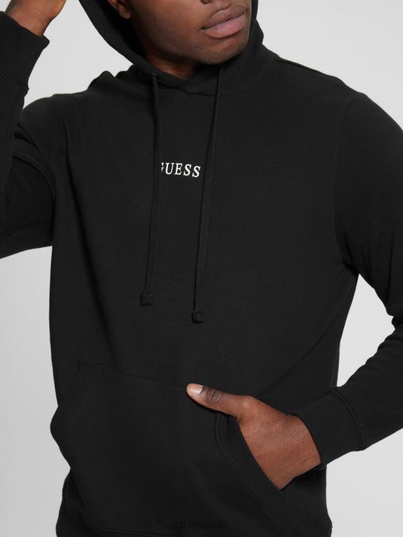 GUESS Men Eco Roy Embroidered Logo Hoodie Black Apparel V28V64167