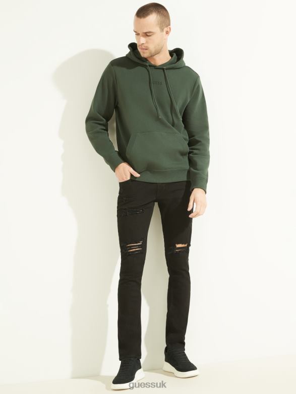 GUESS Men Eco Roy Embroidered Logo Hoodie Jungle Greens Apparel V28V64077