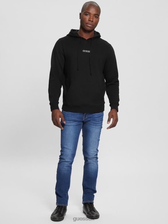 GUESS Men Eco Roy Logo Hoodie Black Apparel V28V64156