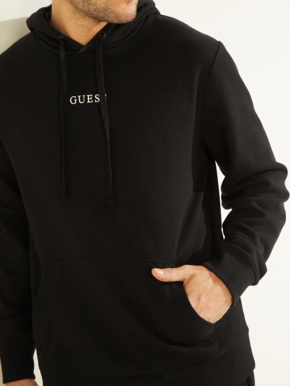 GUESS Men Eco Roy Logo Hoodie Black Apparel V28V64156