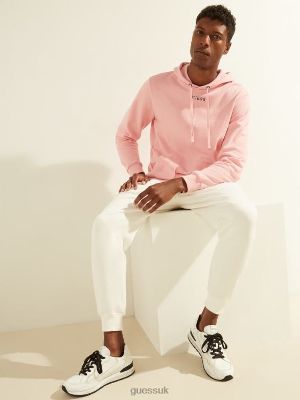 GUESS Men Eco Roy Logo Hoodie Blossom Light Pink Apparel V28V64076