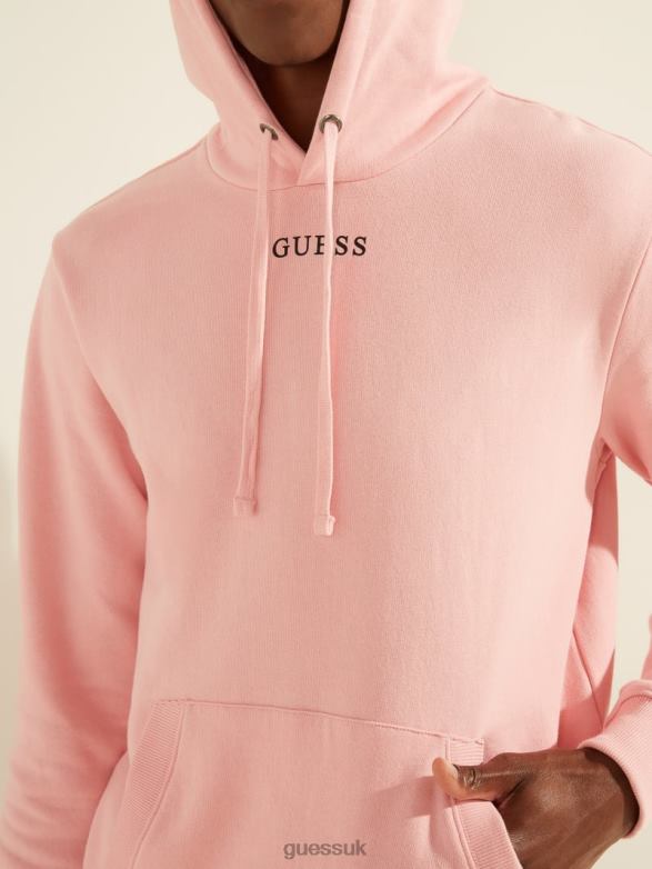 GUESS Men Eco Roy Logo Hoodie Blossom Light Pink Apparel V28V64076