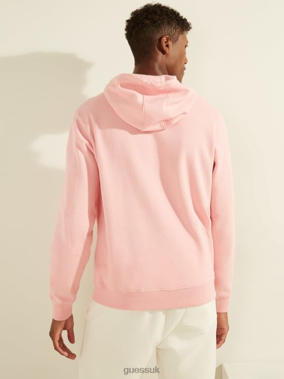 GUESS Men Eco Roy Logo Hoodie Blossom Light Pink Apparel V28V64076