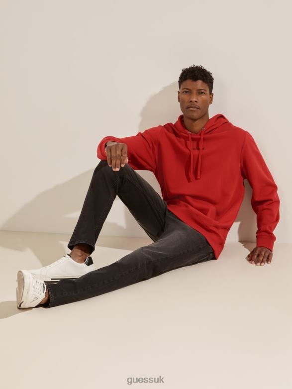 GUESS Men Eco Roy Logo Hoodie Chili Red Apparel V28V64052