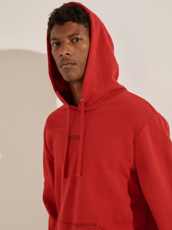 GUESS Men Eco Roy Logo Hoodie Chili Red Apparel V28V64052