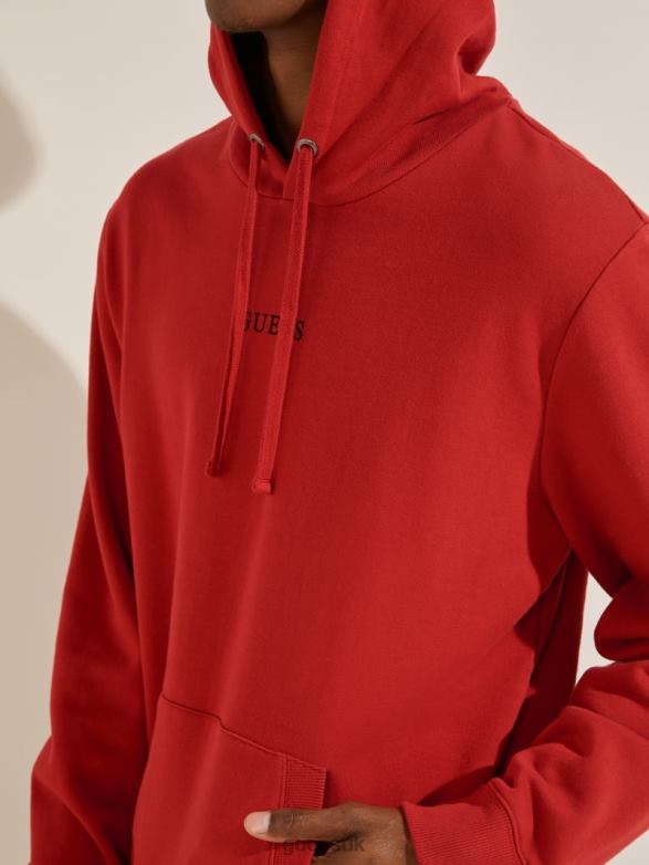 GUESS Men Eco Roy Logo Hoodie Chili Red Apparel V28V64052