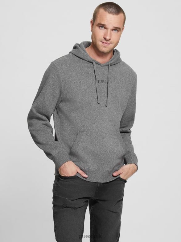 GUESS Men Eco Roy Logo Hoodie Midnight Dark Heather Apparel V28V63973