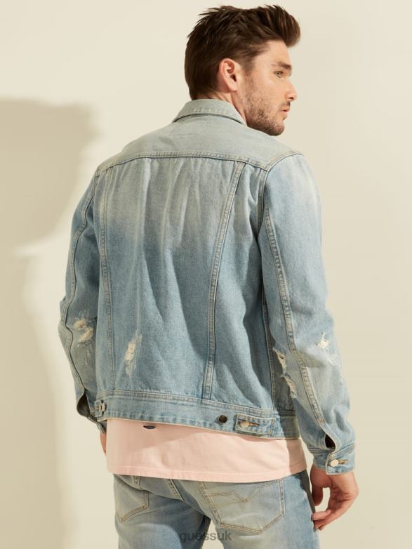 GUESS Men Dillon Light-Wash Denim Jacket Light Wash Apparel V28V64053