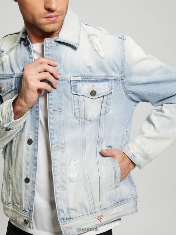GUESS Men Eco Dillon Jacket Light Wash Apparel V28V63947