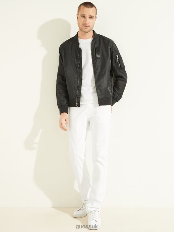 GUESS Men Nylon Flight Jacket Black Apparel V28V64118