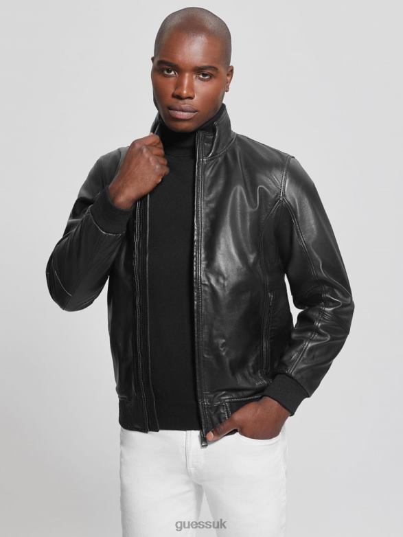 GUESS Men Soft Leather Jacket Black Apparel V28V63953