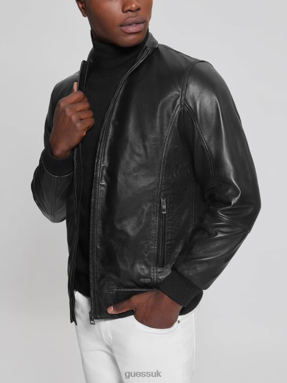 GUESS Men Soft Leather Jacket Black Apparel V28V63953